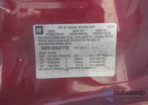 2008 GMC Yukon Slt из США, поврежденный, VIN 1GKFK13058J217799